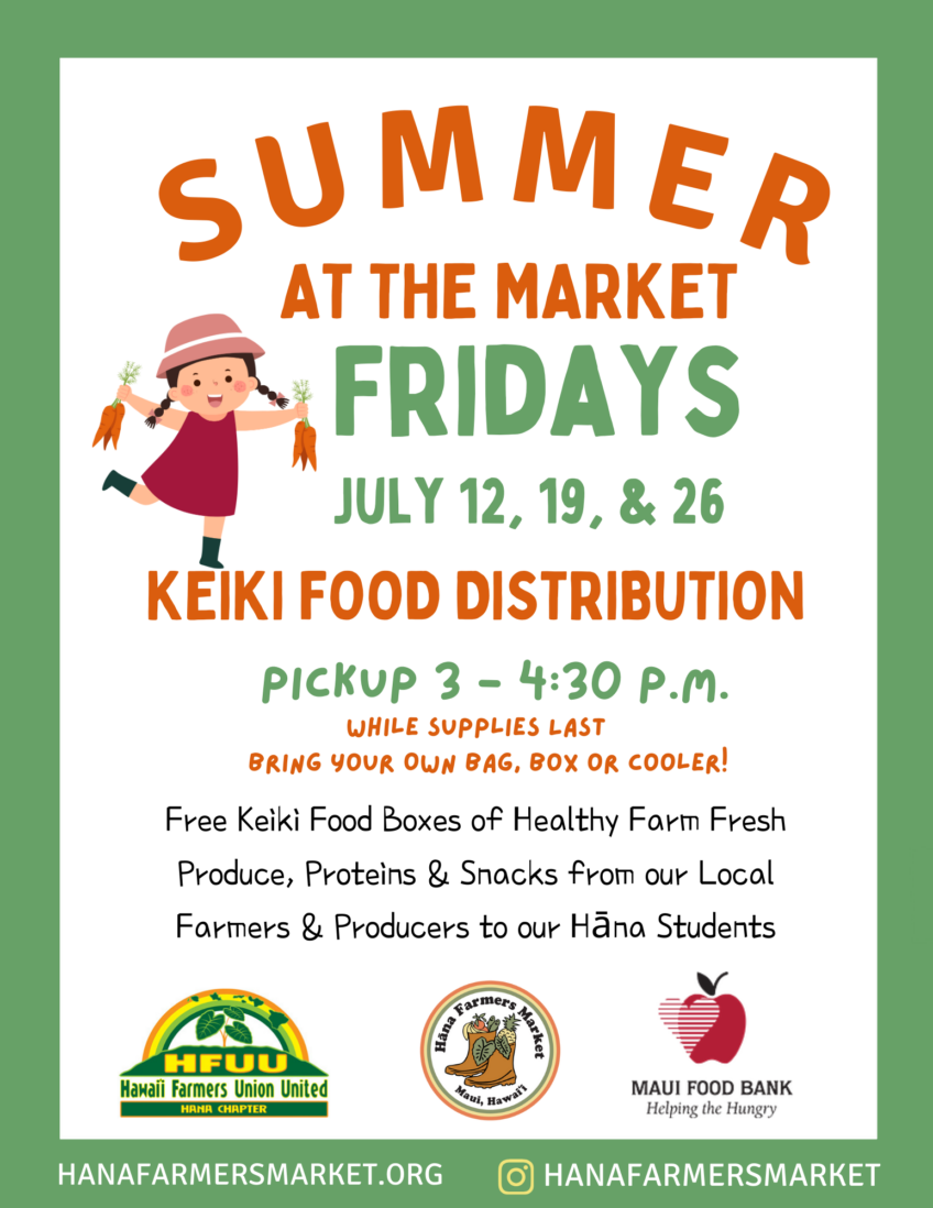 Keiki Food Distribution – July 12, 19 & 26, 2024